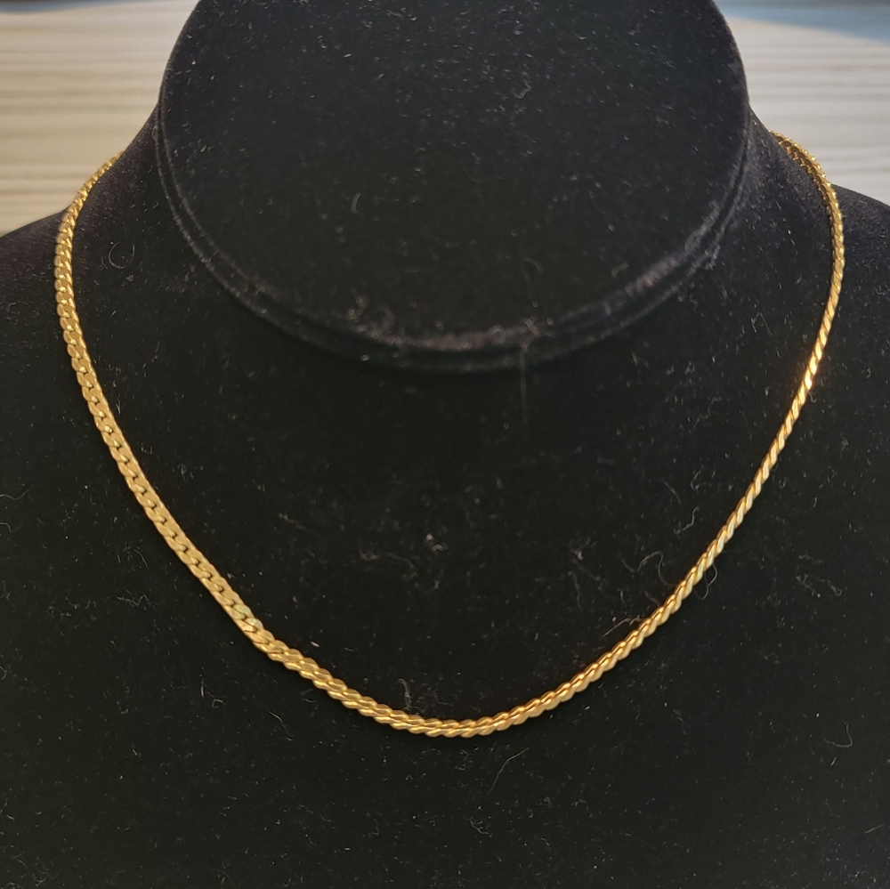 Vintage Kramer Gold Tone Braided Woven Chain Collar Necklace 15”